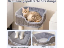Costway Kratzbaum Klein mit Großem Plüschsitz Ball 38x38x51 cm Grau