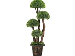 Costway Kunstpflanze mit 4 Kugeln & Realistischem Stamm Grün 90 cm