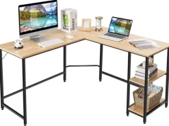 Costway L-förmiger Schreibtisch Homeoffice Schreibtisch Natur
