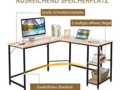 Costway L-förmiger Schreibtisch Homeoffice Schreibtisch Natur