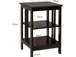 Costway Nachttisch 3 Ebenen Beistelltisch Nachtschrank Braun