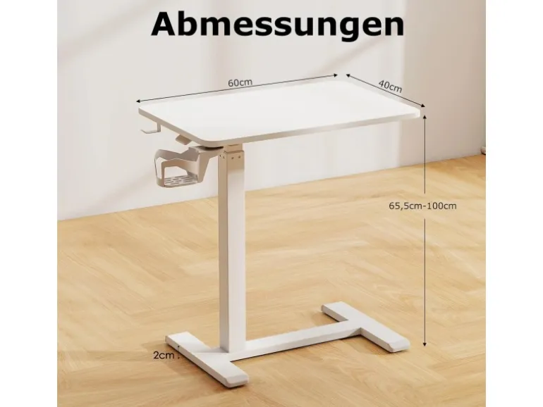Costway Pflegetisch mit Rollen Betttisch Krankentisch Weiß