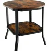 Costway Runder Beistelltisch Industriell Vintagebraun 50 x 50 x 49,5cm