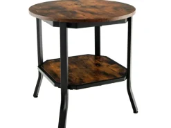 Costway Runder Beistelltisch Industriell Vintagebraun 50 x 50 x 49,5cm