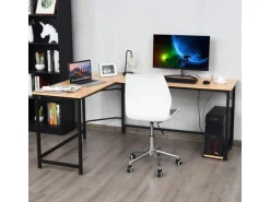 Costway Schreibtisch L-Form 168 x 125 x 74 cm Natur