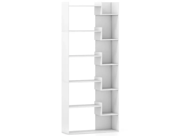 Costway 6-stöckiges Bücherregal Holzregal mit 2 Kippsicherungen Weiß