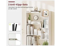 Costway 6-stöckiges Bücherregal Holzregal mit 2 Kippsicherungen Weiß