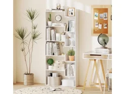Costway 6-stöckiges Bücherregal Holzregal mit 2 Kippsicherungen Weiß