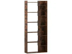 Costway 6-stöckiges Bücherregal Holzregal mit 2 Kippsicherungen Braun
