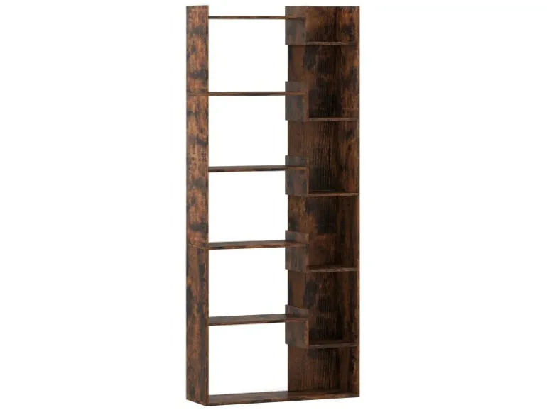 Costway 6-stöckiges Bücherregal Holzregal mit 2 Kippsicherungen Braun