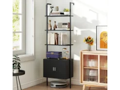 Costway 5-Stöckiges Leiterregal Bücherregal 60 x 35 x 184cm Schwarz