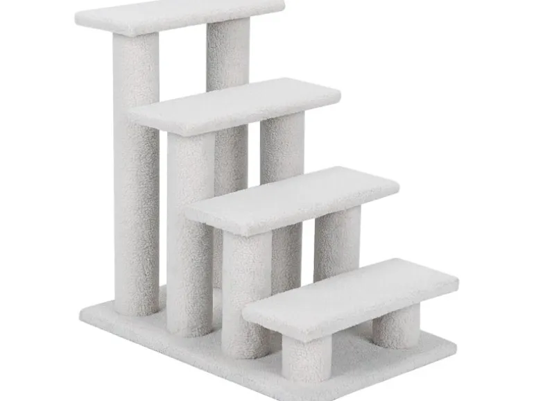 Costway Tiertreppe Katzentreppe 4 Stufen Haustiertreppe Beige