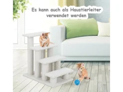 Costway Tiertreppe Katzentreppe 4 Stufen Haustiertreppe Beige