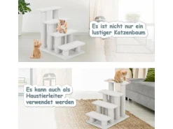 Costway Tiertreppe Katzentreppe 4 Stufen Haustiertreppe Beige
