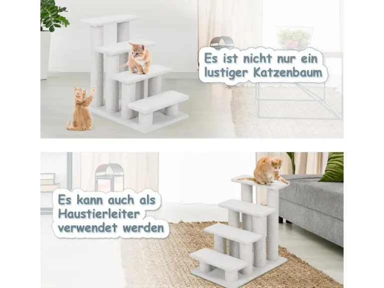 Costway Tiertreppe Katzentreppe 4 Stufen Haustiertreppe Beige