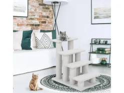 Costway Tiertreppe Katzentreppe 4 Stufen Haustiertreppe Beige