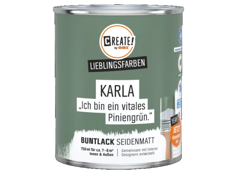 CREATE! by OBI Buntlack Lieblingsfarbe Karla Piniengrün Seidenmatt 0,75 l