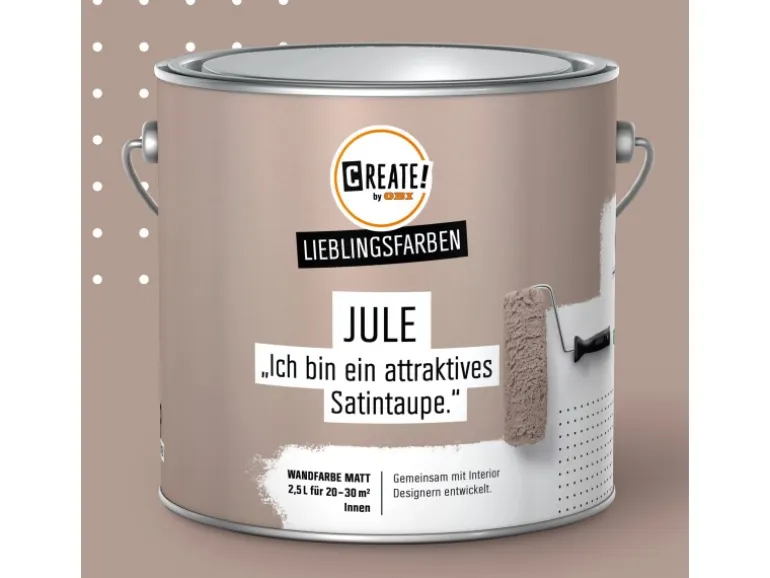 CREATE! by OBI Lieblingsfarben Wandfarbe Jule Satintaupe matt 2,5 l