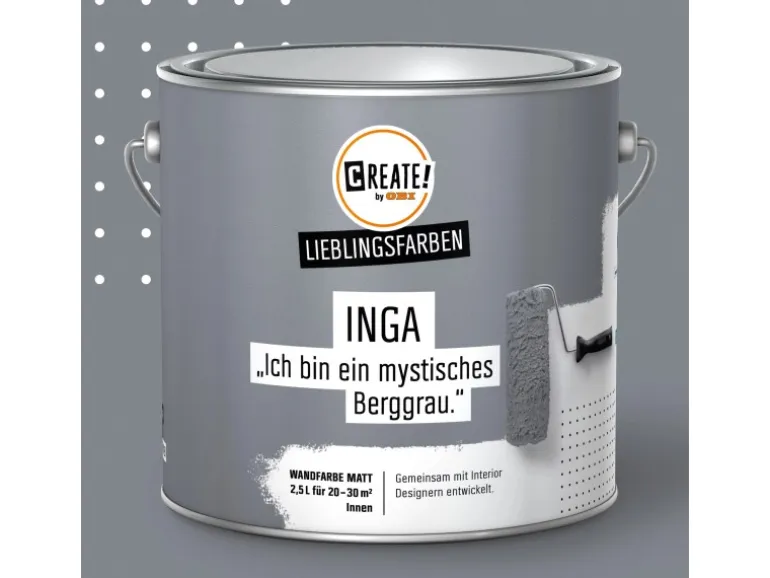CREATE! by OBI Lieblingsfarben Wandfarbe Inga Berggrau matt 2,5 l