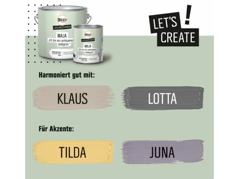CREATE! by OBI Lieblingsfarben Wandfarbe Maja Jadegrün matt 2,5 l