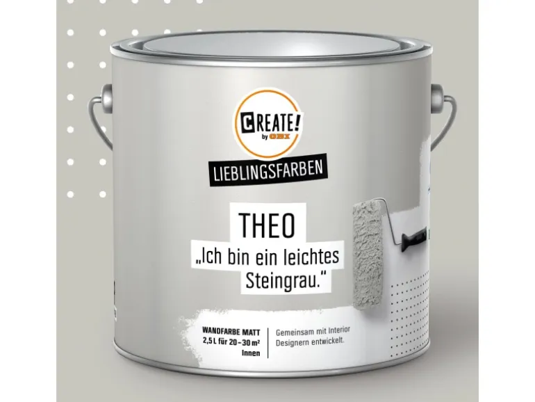 CREATE! by OBI Lieblingsfarben Wandfarbe Theo Steingrau matt 2,5 l