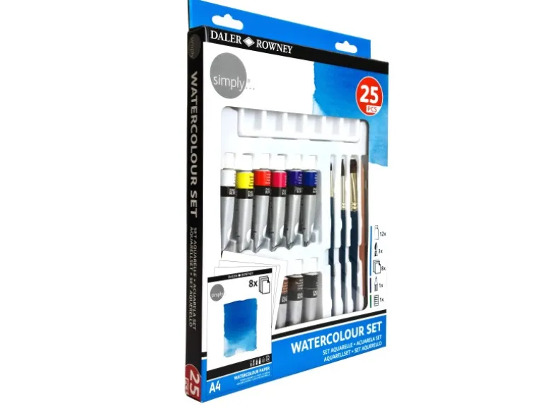 Daler Rowney Simply Aquarellfarbenset sortierte Farben 25 teilig