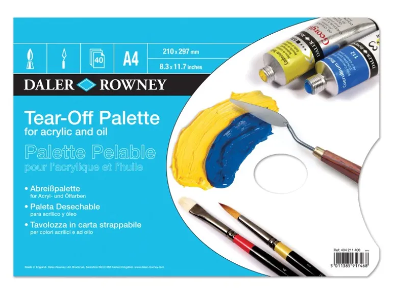 Daler-Rowney Daler Rowney Abreißpalette Block an drei Seiten geleimt A4 Weiß 40