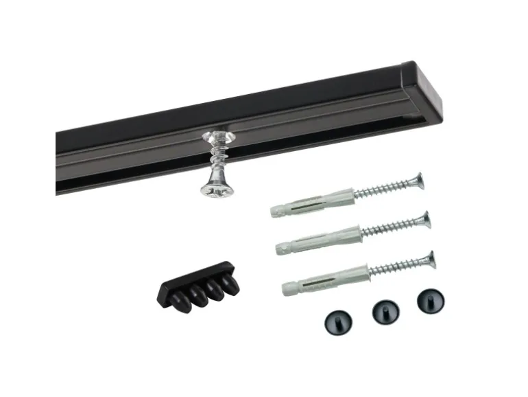 Deco-Raum Gardinenschiene nach Maß 1-Lauf Deckenmontage Minimal Schwarz 370cm