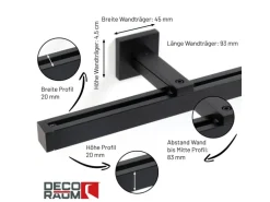 Deco-Raum Gardinenschiene nach Maß 1-Lauf Cube Schwarz 210cm
