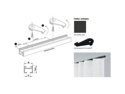 Deco-Raum Gardinenschiene nach Maß 1-Lauf Square Schwarz 160cm