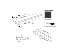 Deco-Raum Gardinenschiene nach Maß 1-Lauf Deckenmontage Minimal Schwarz 240cm
