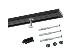 Deco-Raum Gardinenschiene nach Maß 1-Lauf Deckenmontage Minimal Schwarz 160cm