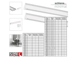 Deco-Raum Gardinenschiene nach Maß 1-Lauf Deckenmontage Minimal Weiß 410cm