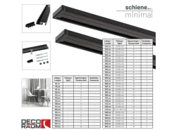 Deco-Raum Gardinenschiene nach Maß 1-Lauf Deckenmontage Minimal Schwarz 90cm