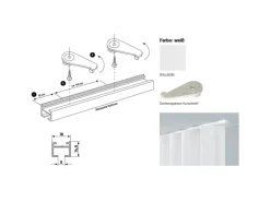 Deco-Raum Gardinenschiene nach Maß 1-Lauf Square Weiß 480cm