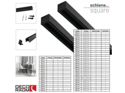 Deco-Raum Gardinenschiene nach Maß 1-Lauf Square Schwarz 310cm