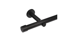 Deco-Raum Gardinenstange nach Maß 1-Lauf Kappe Ø 25mm Schwarz 190cm