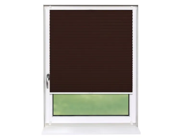 Deco-Raum Plissee Basic ohne Bohren 75x150cm Dunkelbraun Blickdicht Klemmfix