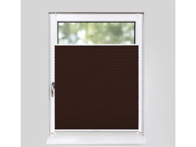 Deco-Raum Plissee Basic ohne Bohren 75x150cm Dunkelbraun Blickdicht Klemmfix