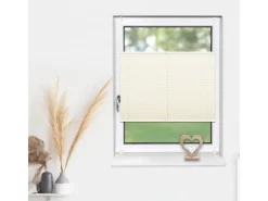 Deco-Raum Plissee Basic ohne Bohren 80x210cm Vanille Blickdicht Klemmfix