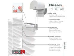 Deco-Raum Plissee Basic ohne Bohren 80x150cm Weiß Blickdicht Klemmfix