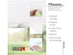 Deco-Raum Plissee Basic ohne Bohren 80x150cm Weiß Blickdicht Klemmfix