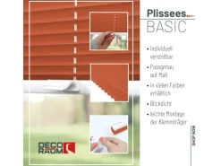 Deco-Raum Plissee Basic ohne Bohren 115x150cm Orange Blickdicht Klemmfix