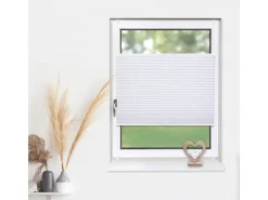 Deco-Raum Plissee Basic ohne Bohren 75x210cm Weiß Blickdicht Klemmfix