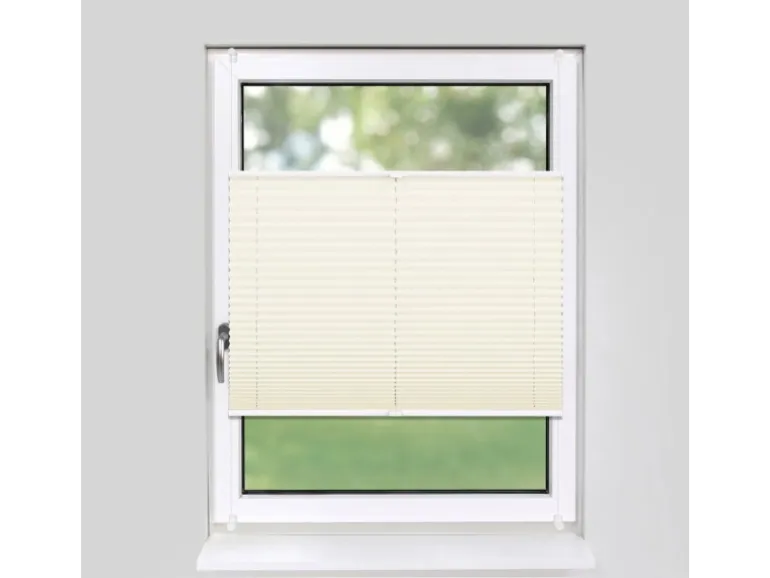 Deco-Raum Plissee Basic ohne Bohren 80x150cm Vanille Blickdicht Klemmfix