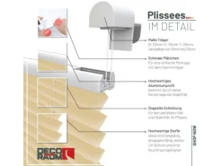 Deco-Raum Plissee Basic ohne Bohren 60x150cm Beige Blickdicht Klemmfix