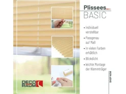 Deco-Raum Plissee Basic ohne Bohren 60x150cm Beige Blickdicht Klemmfix
