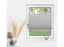 Deco-Raum Plissee Basic ohne Bohren 40x150cm Silber Blickdicht Klemmfix