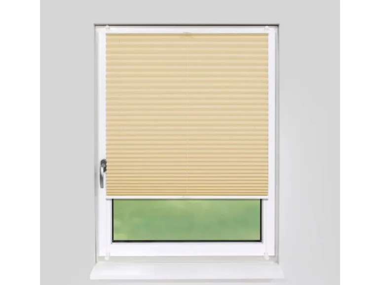 Deco-Raum Plissee Basic ohne Bohren 80x210cm Beige Blickdicht Klemmfix