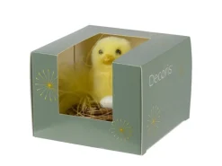 Decoris Deko-Nest mit Huhn Polyester Ø 7 cm Gelb-Braun